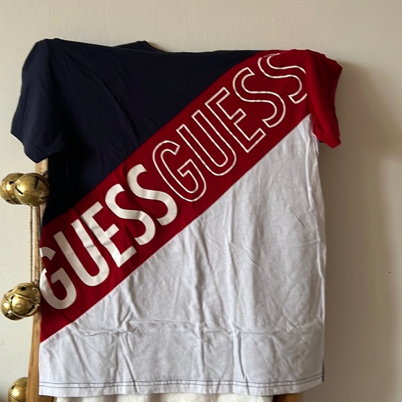 Guess shirt size large, white ,red and blue